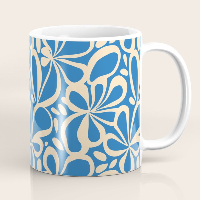 Blue abstract flower art pattern Coffee Mug Gallery Image 1