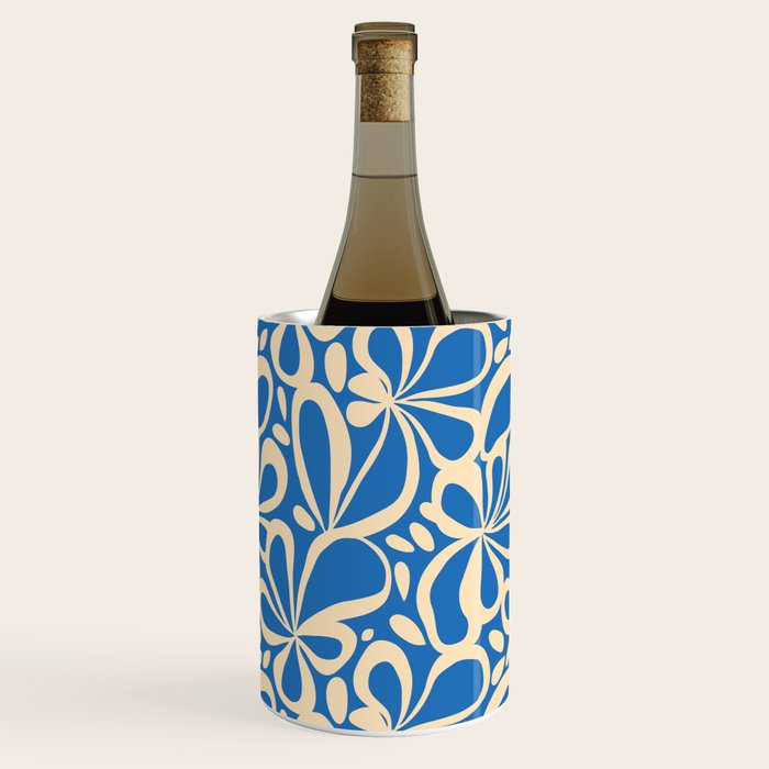 Blue abstract flower art pattern Wine Chiller Gallery Image 2