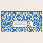 Blue abstract flower art pattern Desk Mat Gallery Image 1