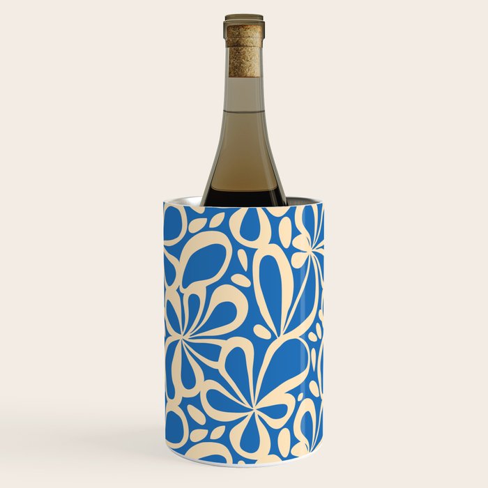 Blue abstract flower art pattern Wine Chiller Gallery Image 1