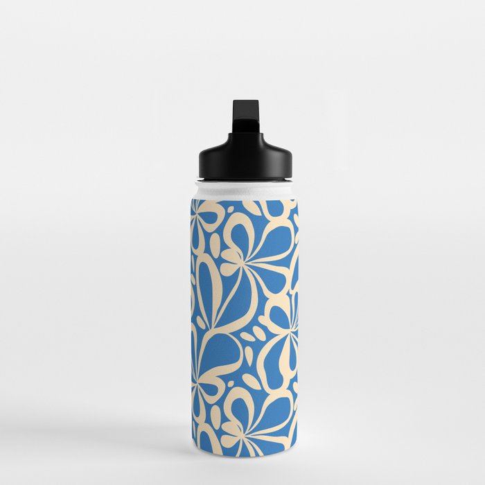 Blue abstract flower art pattern Water Bottle Gallery Image 3