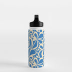 Blue abstract flower art pattern Water Bottle Gallery Image 3