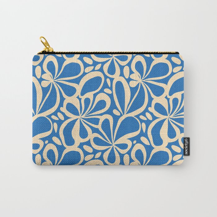 Blue abstract flower art pattern Carry All Pouch Gallery Image 1