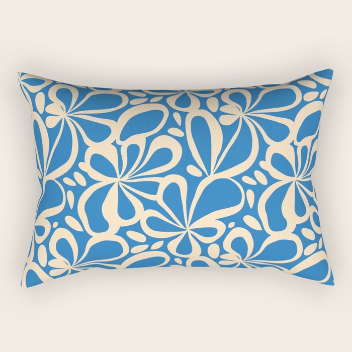 Blue abstract flower art pattern Rectangular Pillow Gallery Image 2