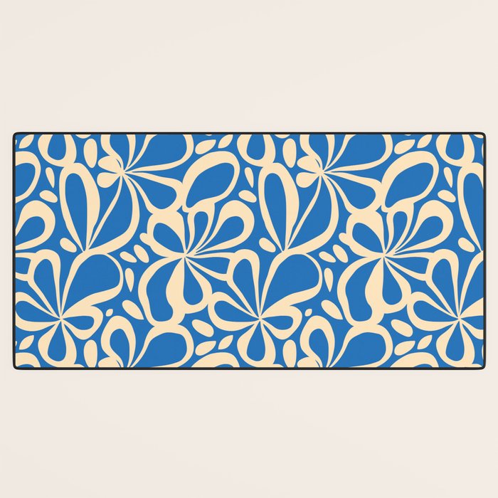 Blue abstract flower art pattern Desk Mat Gallery Image 3