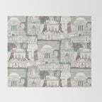 Washington DC toile juniper Throw Blanket Gallery Image 2