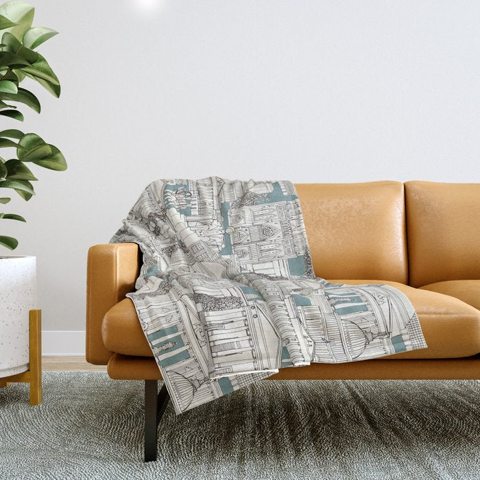Washington DC toile juniper Throw Blanket Gallery Image 1