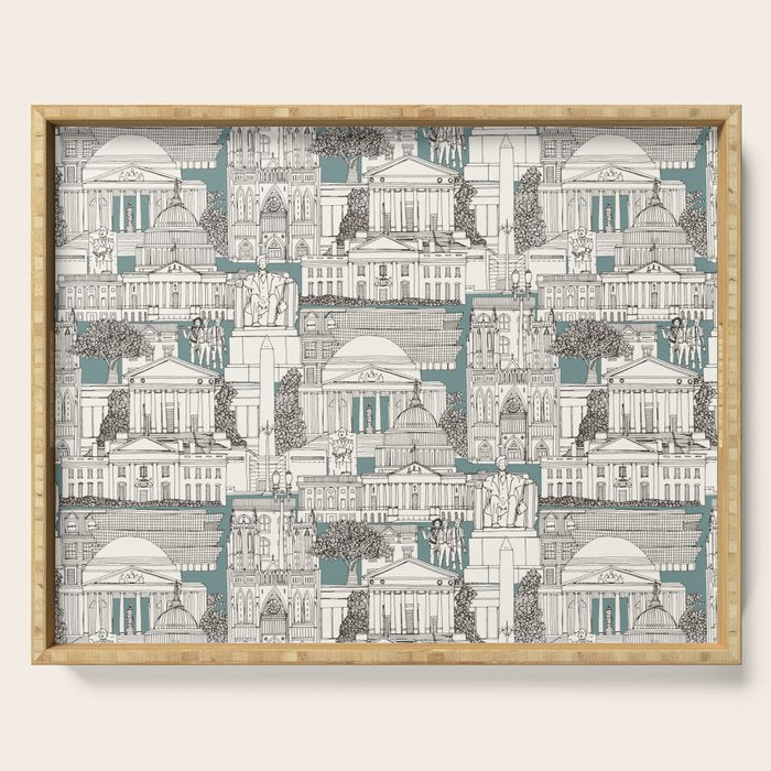 Washington DC toile juniper Serving Tray Gallery Image 1