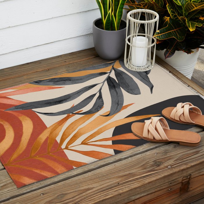 Abstract Art Tropical Leaves 160 Outdoor Rug Gallery Image 2