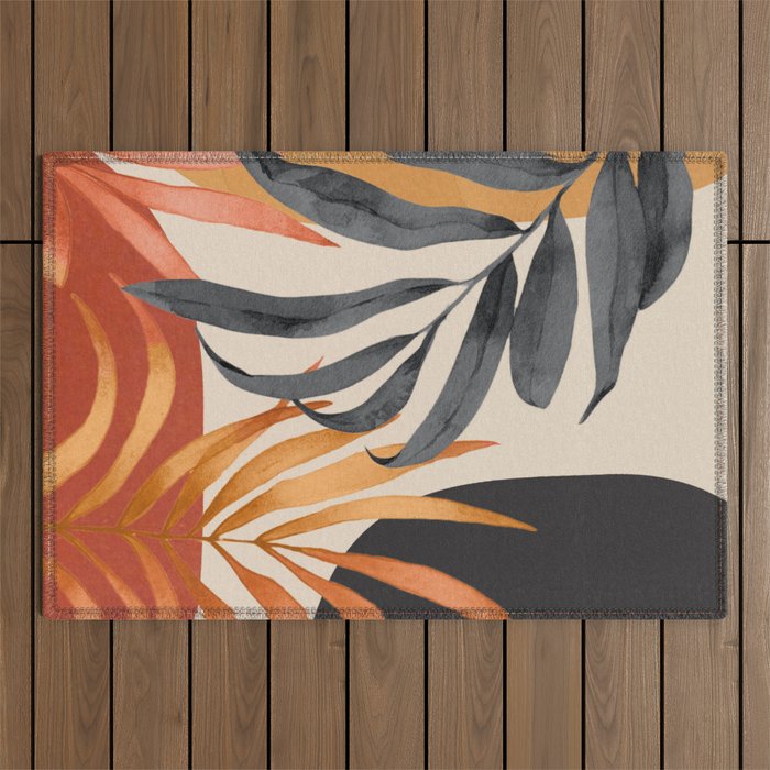 Abstract Art Tropical Leaves 160 Outdoor Rug Gallery Image 1