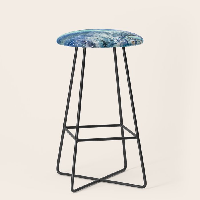 Magical Log Cabin Snowy Northern Lights Forest Landscape Stool Gallery Image 1