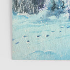 Magical Log Cabin Snowy Northern Lights Forest Landscape Poster Gallery Image 3