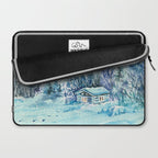 Magical Log Cabin Snowy Northern Lights Forest Landscape Laptop Sleeve Gallery Image 2