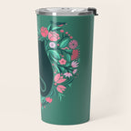 I Heart Cats and Flowers (in Green) Travel Mug Gallery Image 2