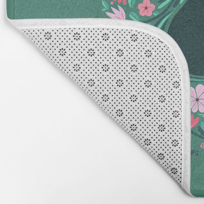 I Heart Cats and Flowers (in Green) Bath Mat Gallery Image 2