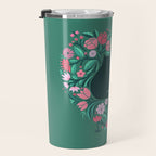 I Heart Cats and Flowers (in Green) Travel Mug Gallery Image 3
