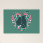 I Heart Cats and Flowers (in Green) Welcome Mat Gallery Image 1