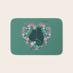 I Heart Cats and Flowers (in Green) Bath Mat Gallery Image 1