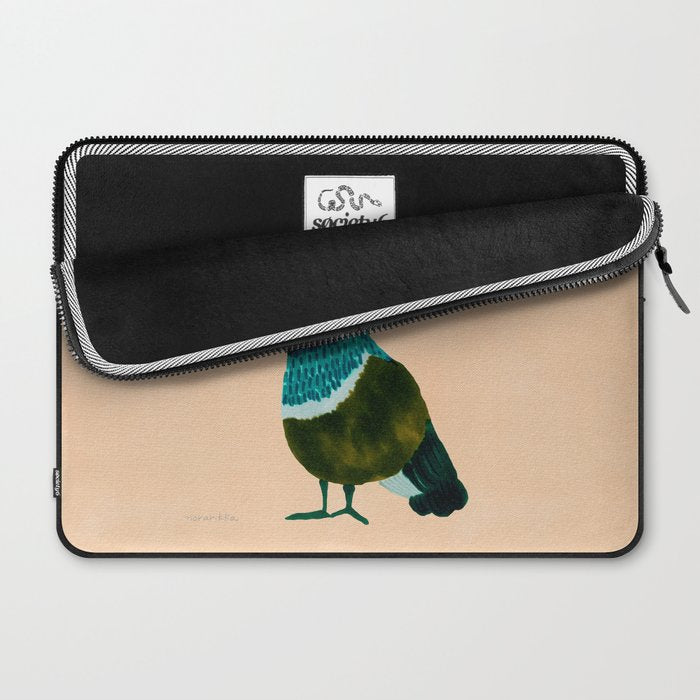 Flower Giving Bird - Green and Pink Laptop Sleeve Gallery Image 2