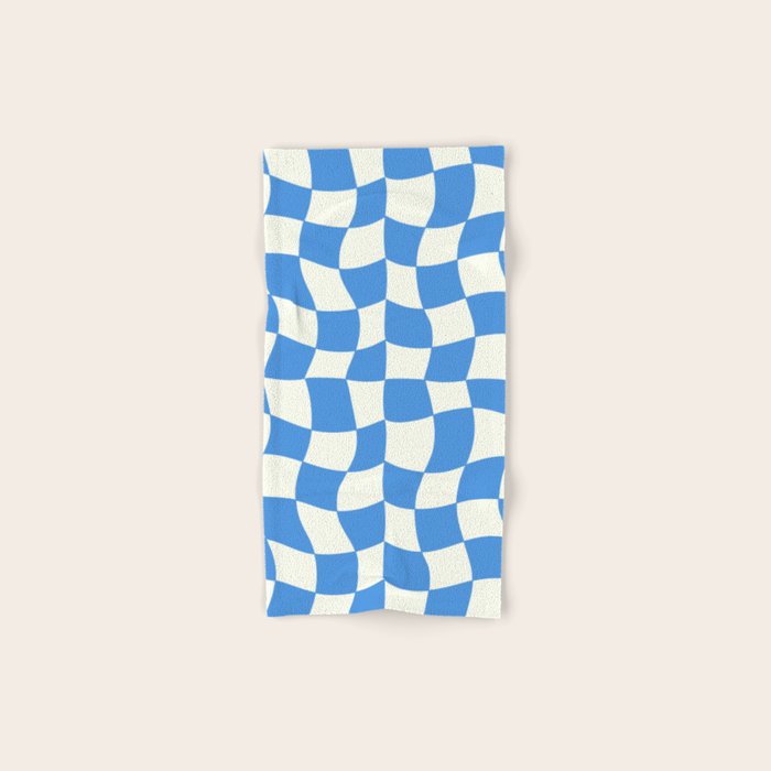 Ocean Blue Wavy Checkerboard  Bath Towel Gallery Image 1