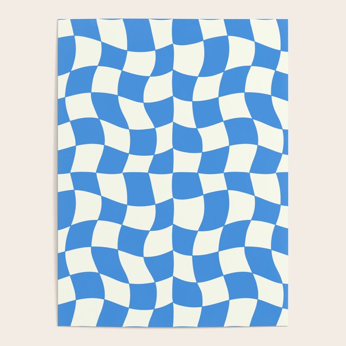 Ocean Blue Wavy Checkerboard  Poster Gallery Image 4