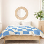 Ocean Blue Wavy Checkerboard  Duvet Cover Gallery Image 3