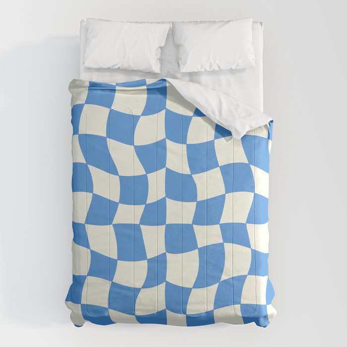 Ocean Blue Wavy Checkerboard  Comforter Gallery Image 6