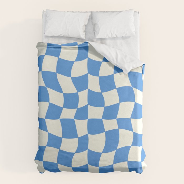 Ocean Blue Wavy Checkerboard  Duvet Cover Gallery Image 6