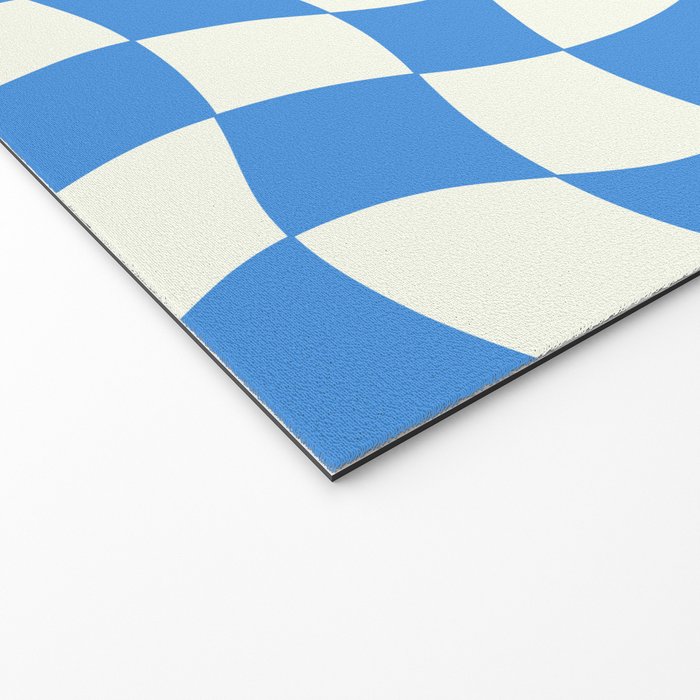 Ocean Blue Wavy Checkerboard  Welcome Mat Gallery Image 2
