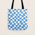 Ocean Blue Wavy Checkerboard  Tote Bag Gallery Image 1