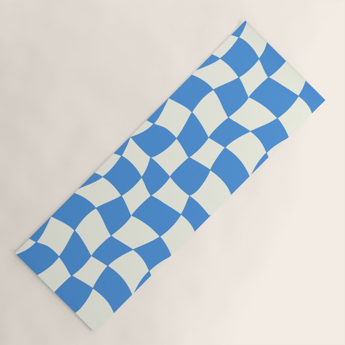 Ocean Blue Wavy Checkerboard  Yoga Mat Gallery Image 1