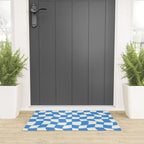 Ocean Blue Wavy Checkerboard  Welcome Mat Gallery Image 3