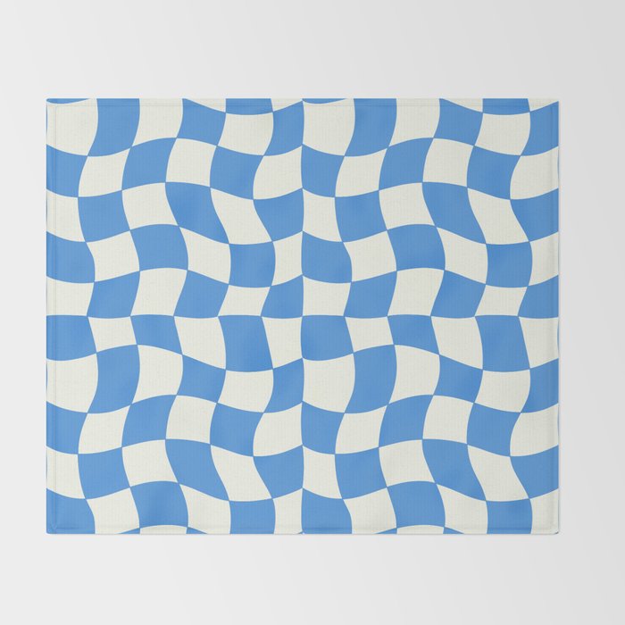 Ocean Blue Wavy Checkerboard  Throw Blanket Gallery Image 2