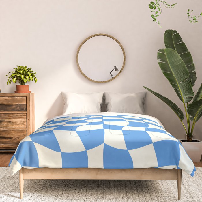 Ocean Blue Wavy Checkerboard  Comforter Gallery Image 3