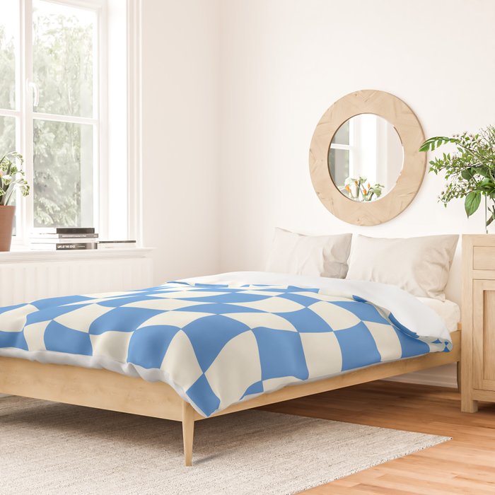Ocean Blue Wavy Checkerboard  Duvet Cover Gallery Image 2