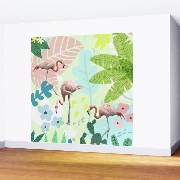 Flamingo jungle Wall Mural Gallery Image 2