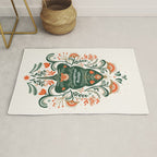 Nordic Christmas tree with red flowers and Scandinavian ornaments  Rug Gallery Image 1