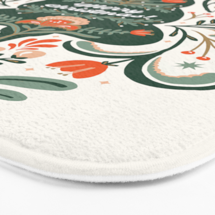 Nordic Christmas tree with red flowers and Scandinavian ornaments  Bath Mat Gallery Image 3