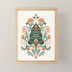Nordic Christmas tree with red flowers and Scandinavian ornaments  Mini Art Print Gallery Image 1