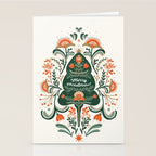 Nordic Christmas tree with red flowers and Scandinavian ornaments  Stationery Card Gallery Image 2