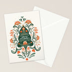 Nordic Christmas tree with red flowers and Scandinavian ornaments  Stationery Card Gallery Image 2