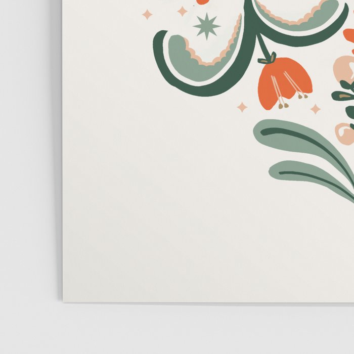 Nordic Christmas tree with red flowers and Scandinavian ornaments  Poster Gallery Image 3