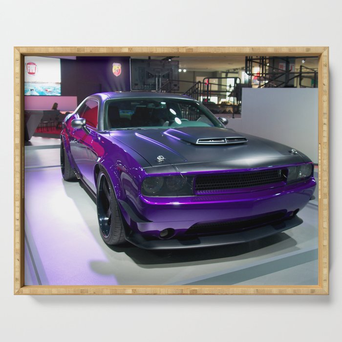 Purple Challenger Hellcat Demon color photograph / photography / poster Serving Tray Gallery Image 1