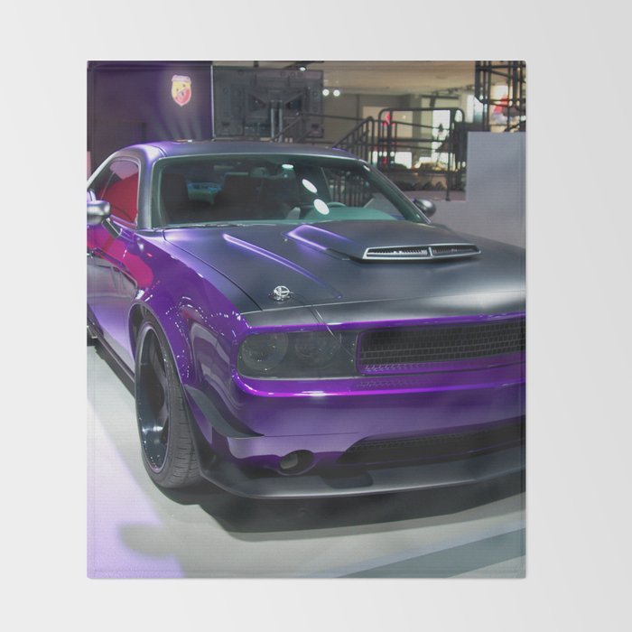 Purple Challenger Hellcat Demon color photograph / photography / poster Throw Blanket Gallery Image 2