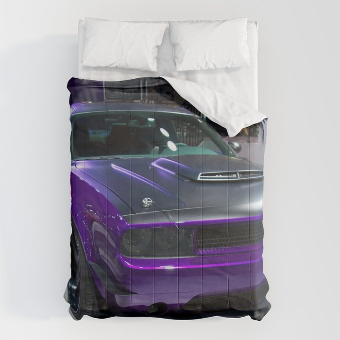 Purple Challenger Hellcat Demon color photograph / photography / poster Comforter Gallery Image 1