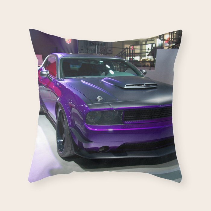 Purple Challenger Hellcat Demon color photograph / photography / poster Throw Pillow Gallery Image 1