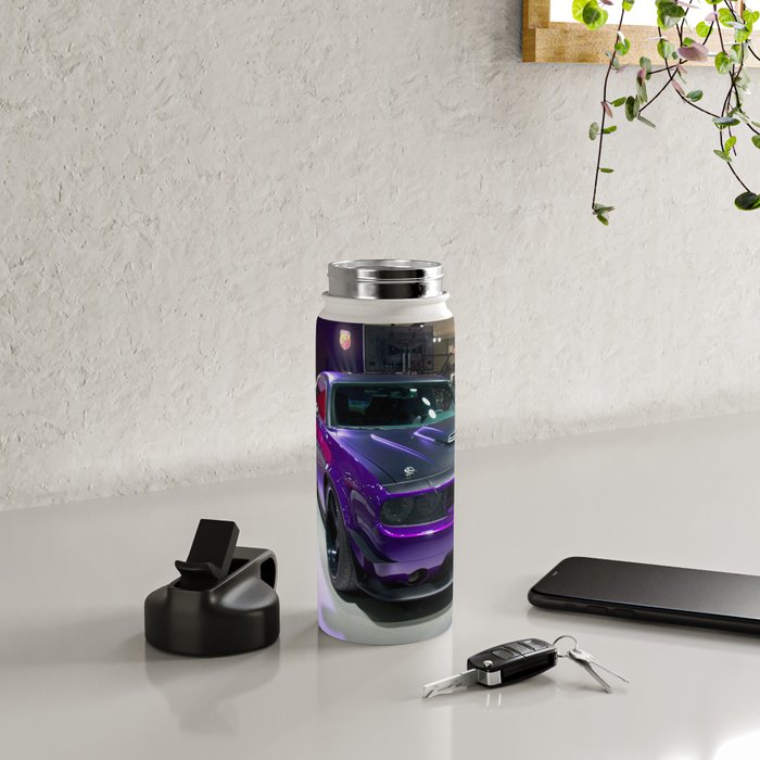 Purple Challenger Hellcat Demon color photograph / photography / poster Water Bottle Gallery Image 4