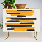 Mid Century Modern Abstract Painting Antique Yellow Black Bumble Bee Stripes Credenza Gallery Image 1