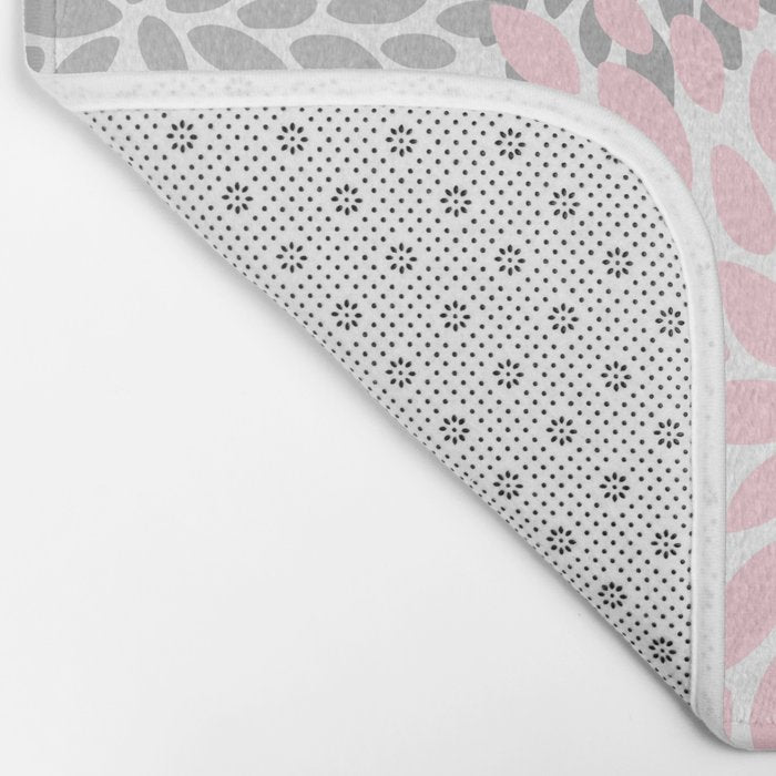 Festive, Floral Prints, Pink, Gray, White Bath Mat Gallery Image 2
