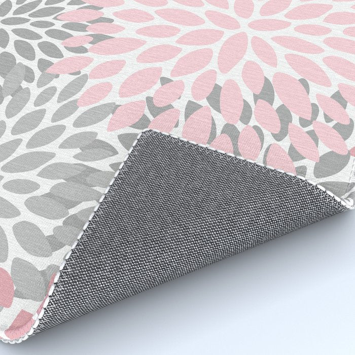 Festive, Floral Prints, Pink, Gray, White Rug Gallery Image 4